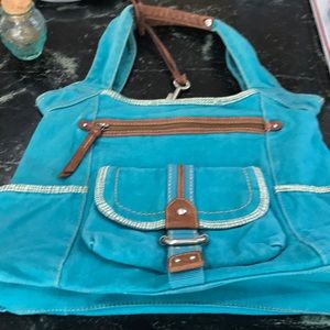 5/$25 Turquoise Canvas Fossil Satchel